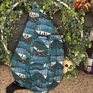 KAVU Teal and Black Adventure Sling Bag